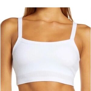 ALO Ribbed Cropped Whisper Bra Tank White Small
